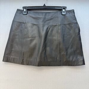 Wilsons Leather Maxima Mini Skirt Women's 8 Black Leather Mini Moto Preppy EUC